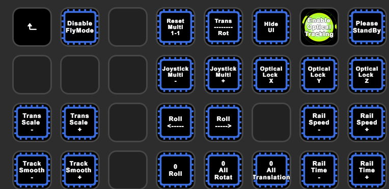 Stream Deck XL configurator showing the VCAM profile button layout